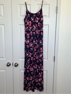 Pinkblush Navy Maxi Dress with Pink Floral Print